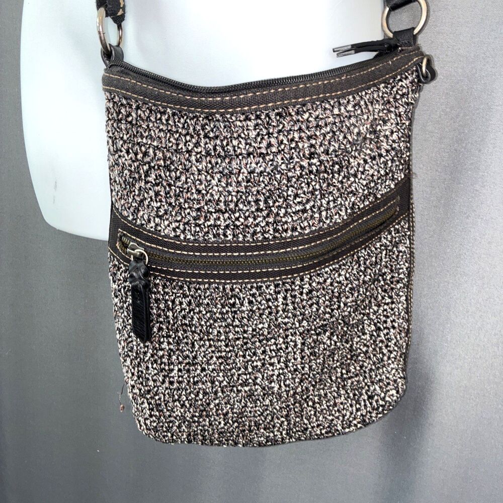 The Sak Lucia Crochet Crossbody Bag Purse Brown Black Hippie Boho Coastal Earthy